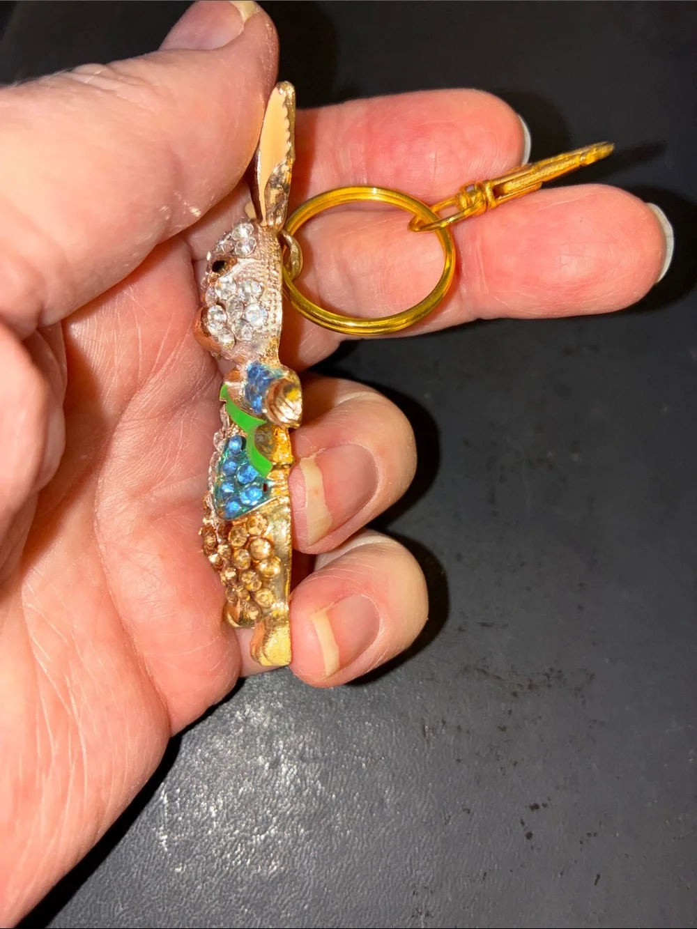 Gold Bunny Crystal Keychain